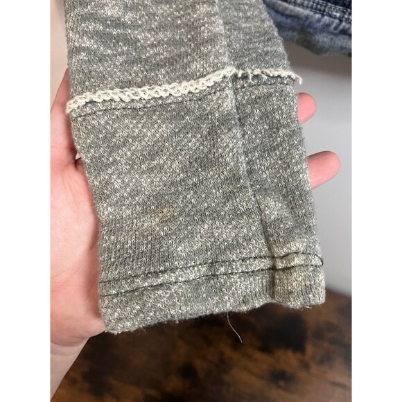 Free People Women’s Blue Denim Distressed Hooded Jacket Sz Small Removable Hood - Picture 5 of 8